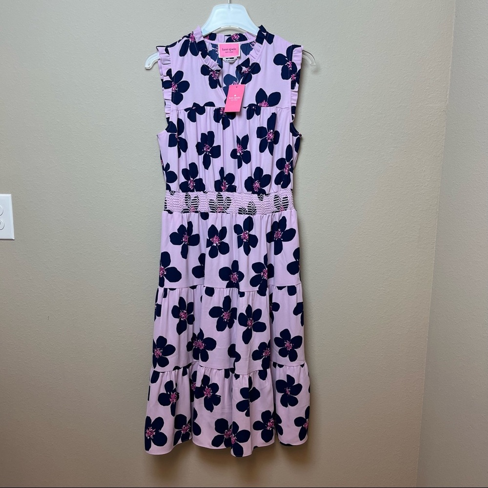 Kate Spade | Grand Flora Smocked Waist Dress in Mirage Pink